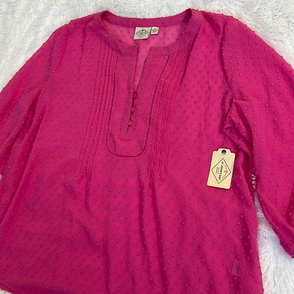 St Johns‎ Bay NWT! Sheer Boho Pintuck Blouse